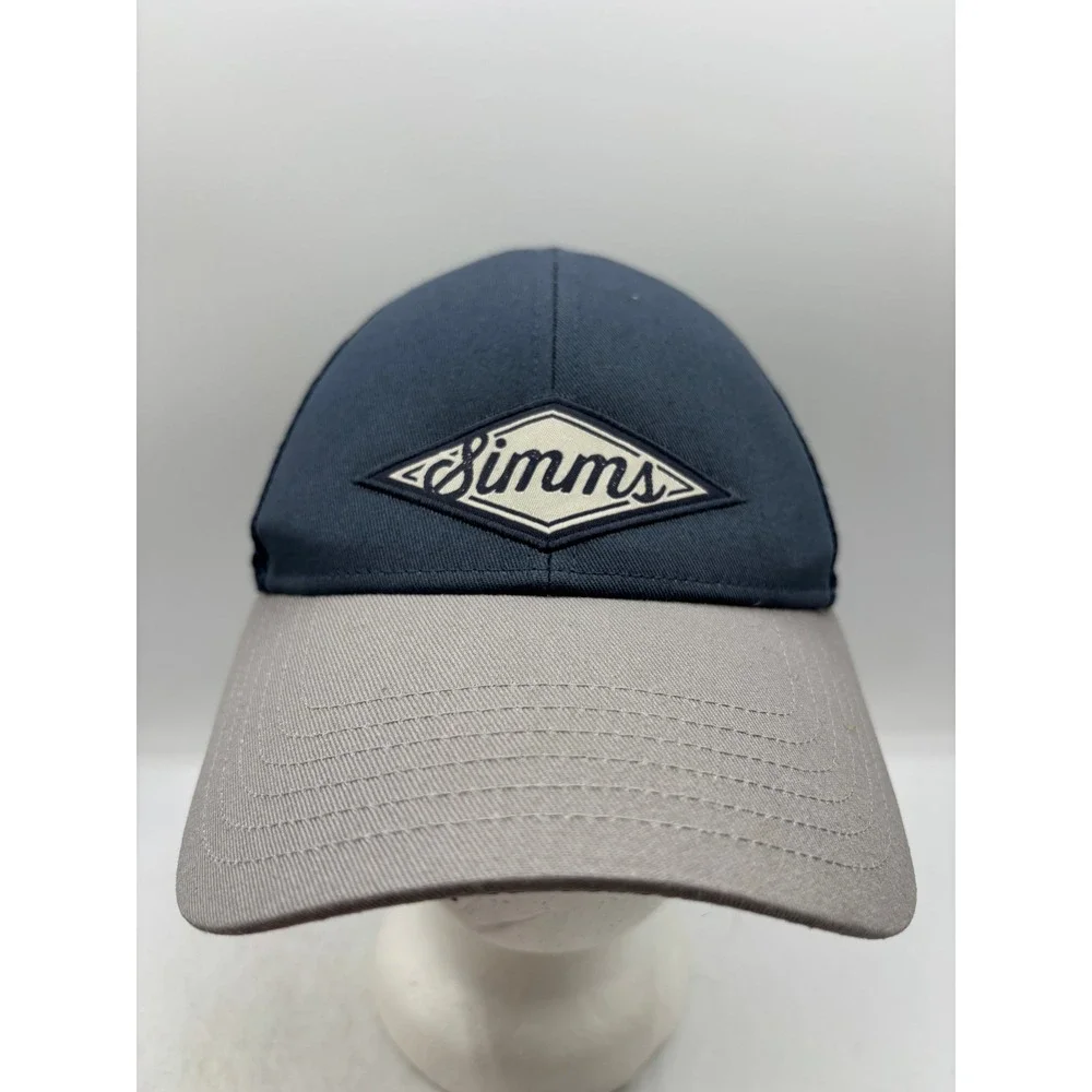 Simms Fishing Products Blue/Grey Trucker Hat Snapback Patch Logo Outdoor OSFM